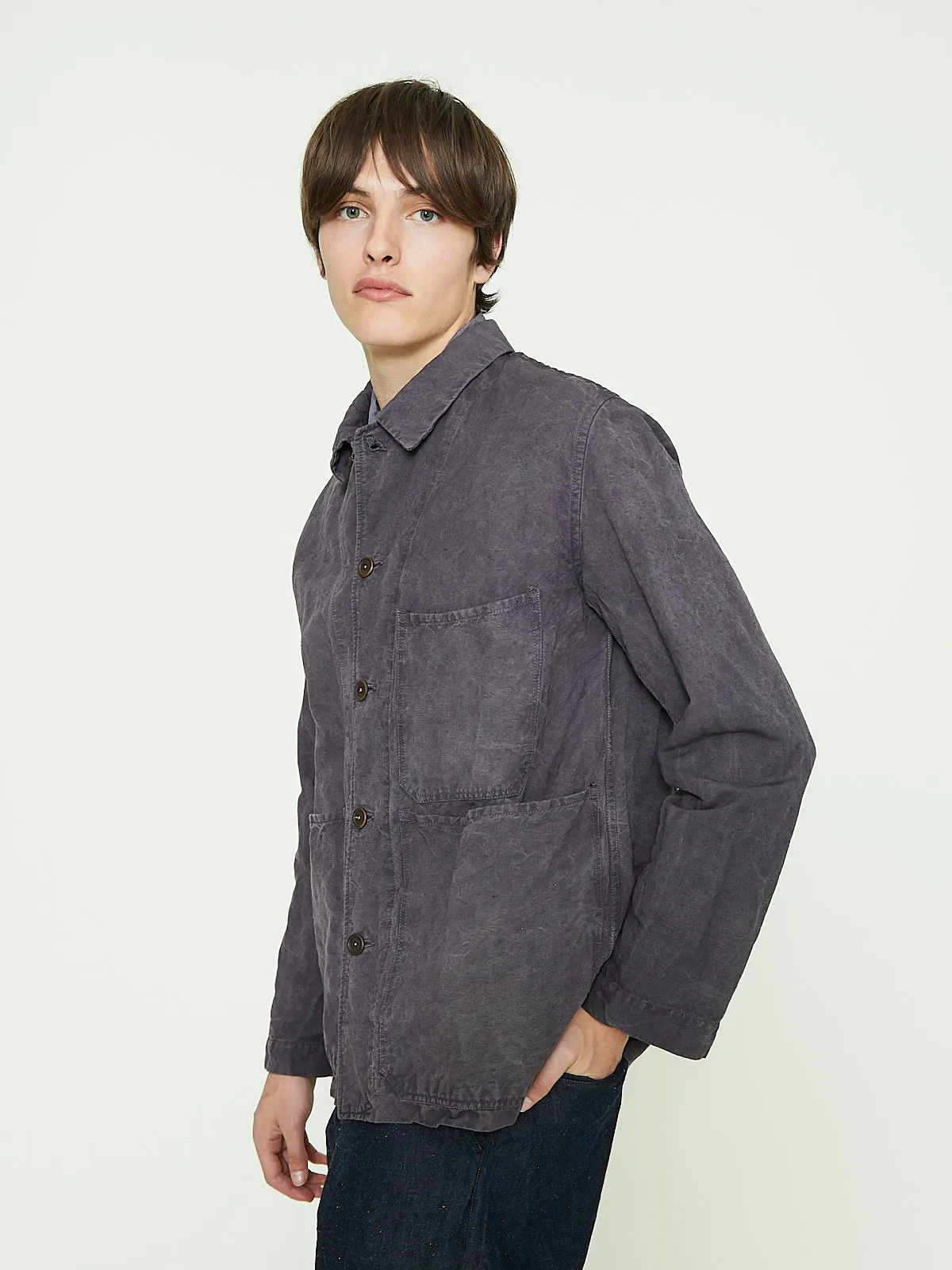 3 Pocket Jacket in French Vintage Anthracite Linen