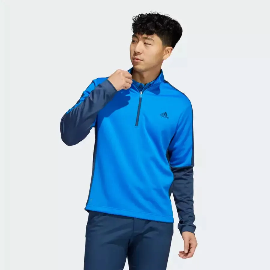 Adidas Colorblock Men's Quarter-Zip Pullover - Blue