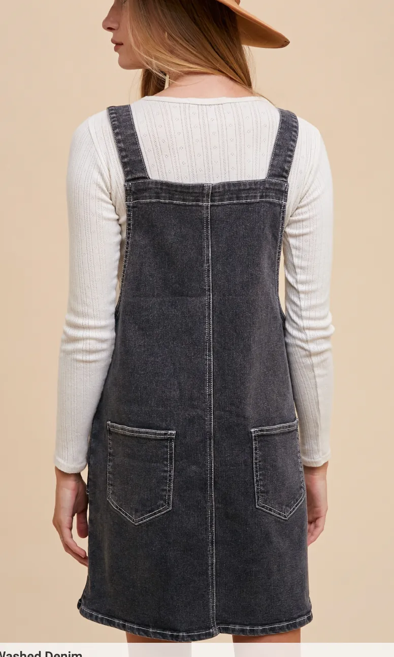 AnnieWear Stretch Denim Overall Mini Dress