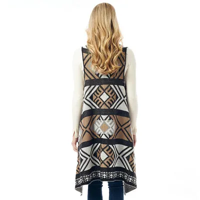 Aztec Pattern Vest With Button