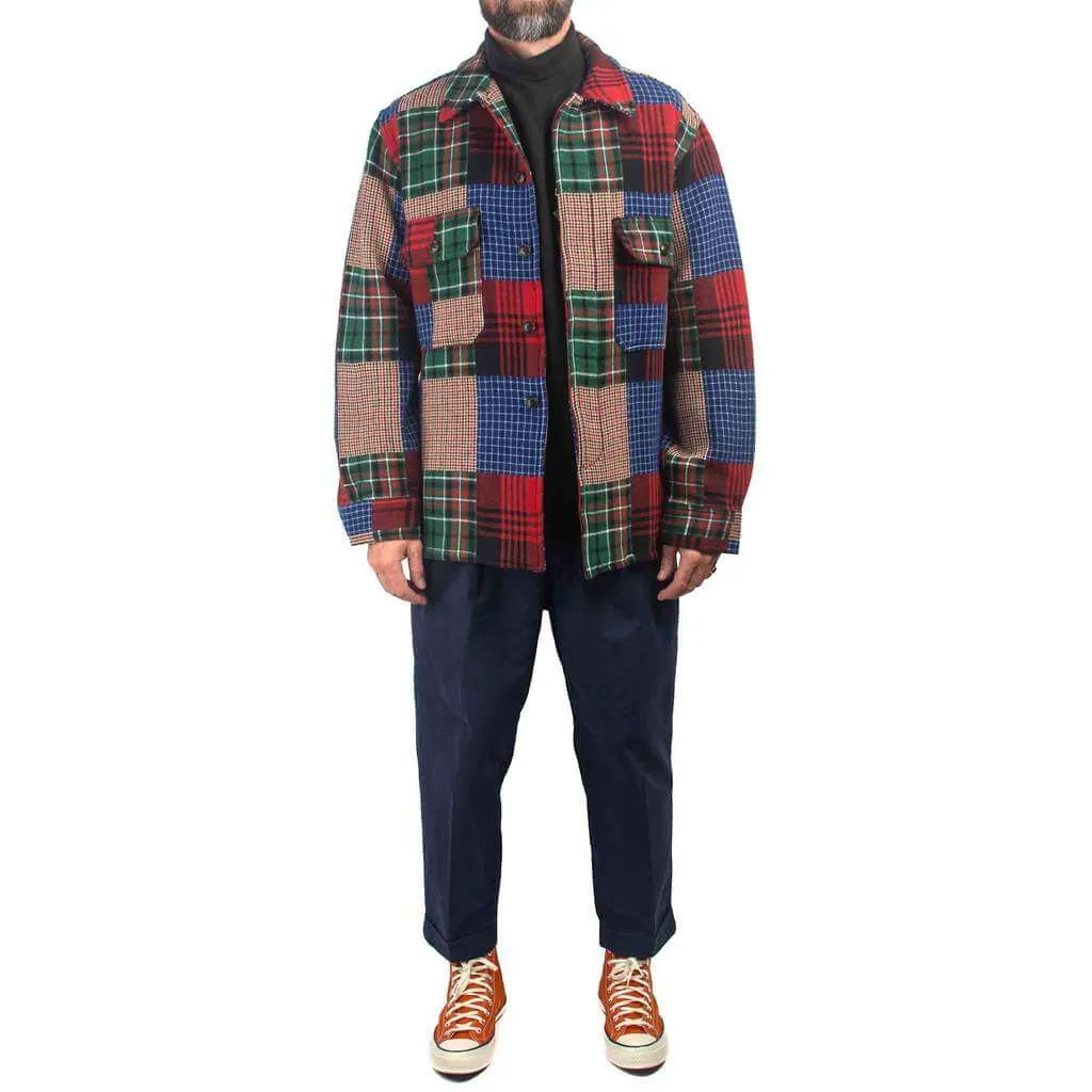 Beams Plus MIL Shirt Jacket Patchwork Like Dobby Check Patchwork