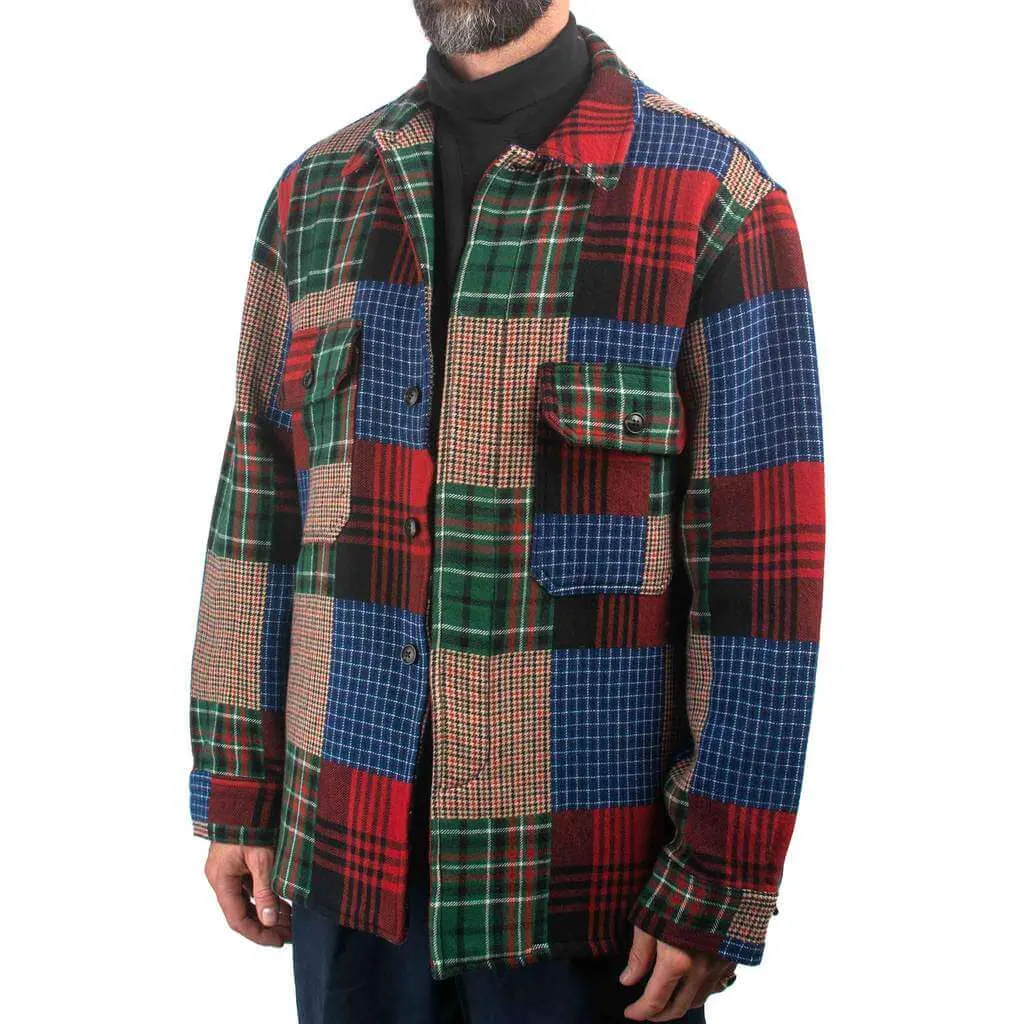 Beams Plus MIL Shirt Jacket Patchwork Like Dobby Check Patchwork