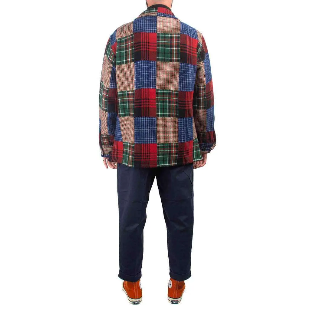 Beams Plus MIL Shirt Jacket Patchwork Like Dobby Check Patchwork