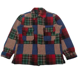 Beams Plus MIL Shirt Jacket Patchwork Like Dobby Check Patchwork