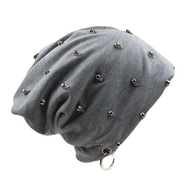 Beanie or Bonnet with Skulls and Hoop