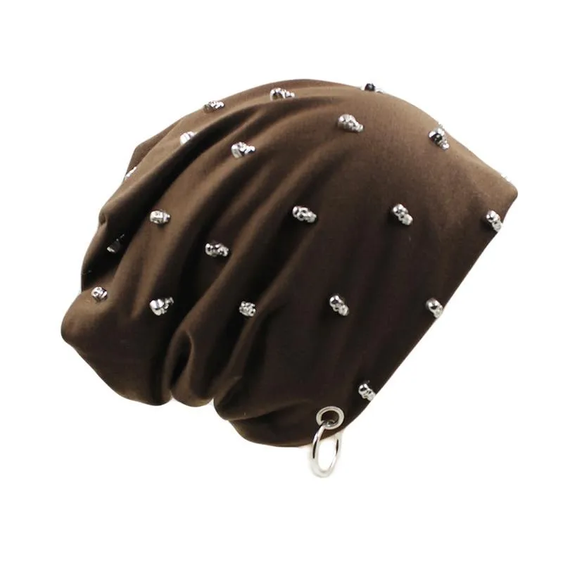 Beanie or Bonnet with Skulls and Hoop