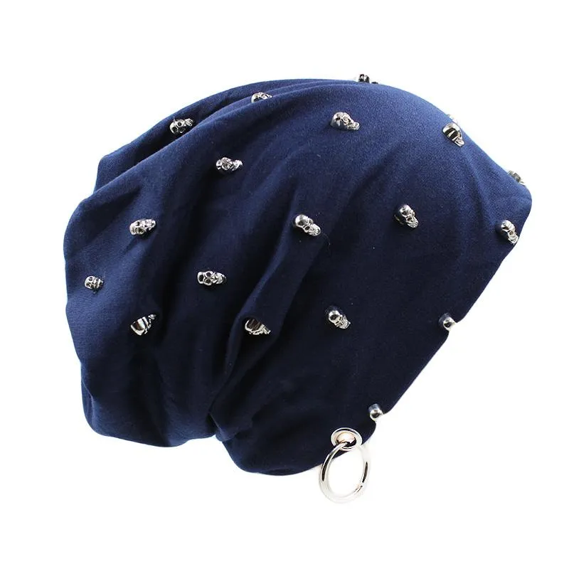 Beanie or Bonnet with Skulls and Hoop