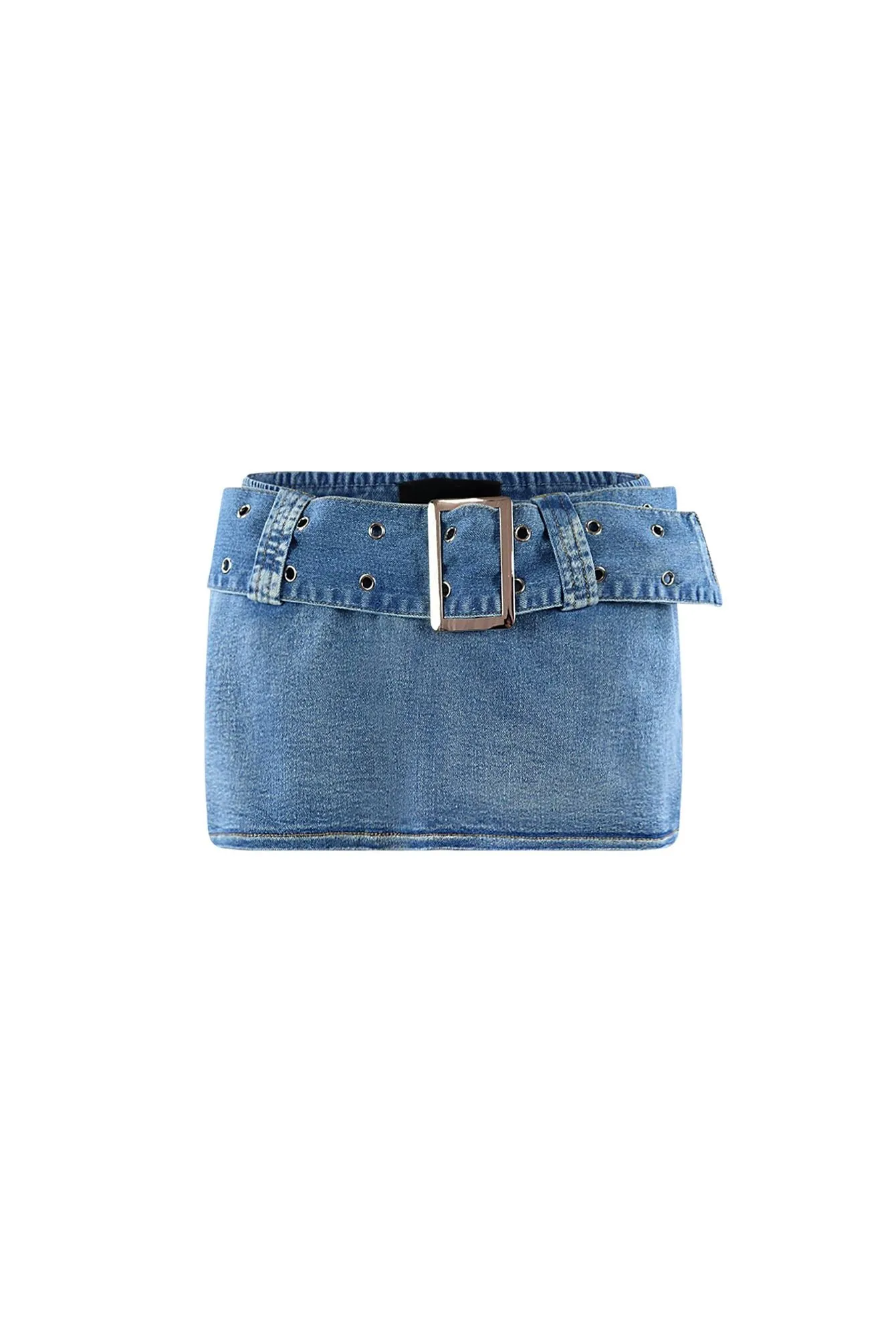 Begin Again Denim Belted Micro Skirt