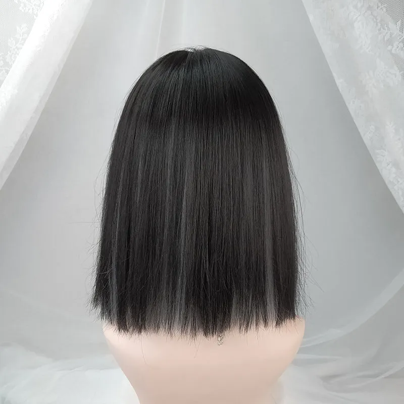 Black short straight wig KF81236