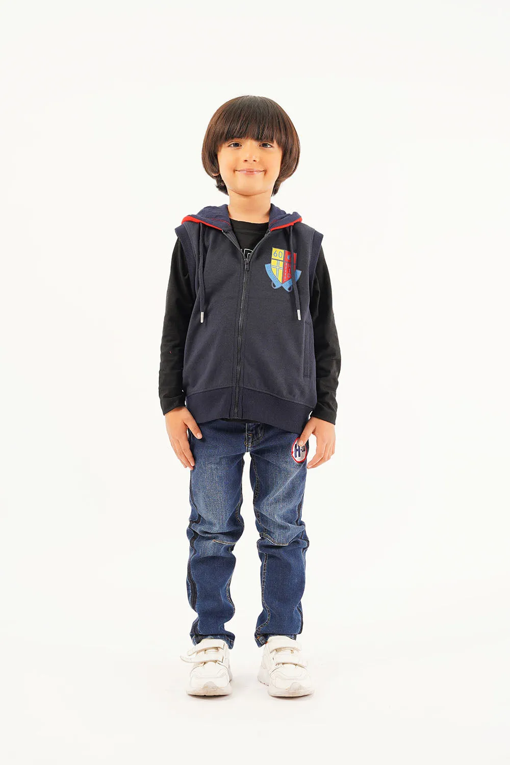 Boy's Front Zip Sleevless Hoodie