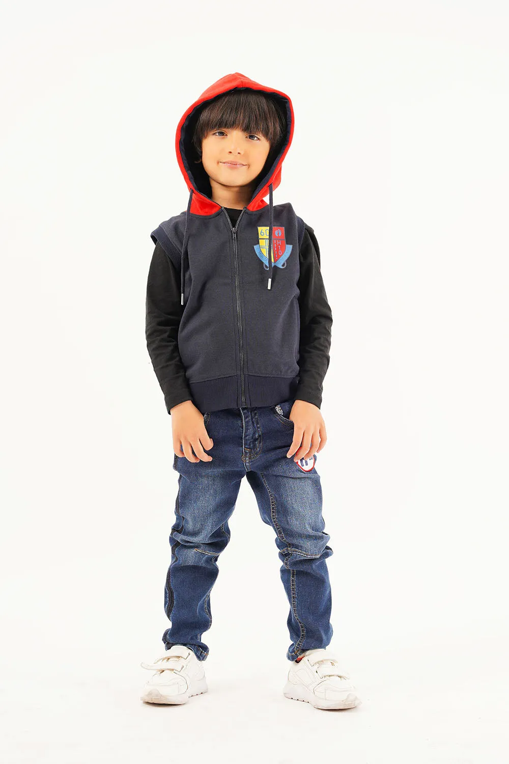 Boy's Front Zip Sleevless Hoodie