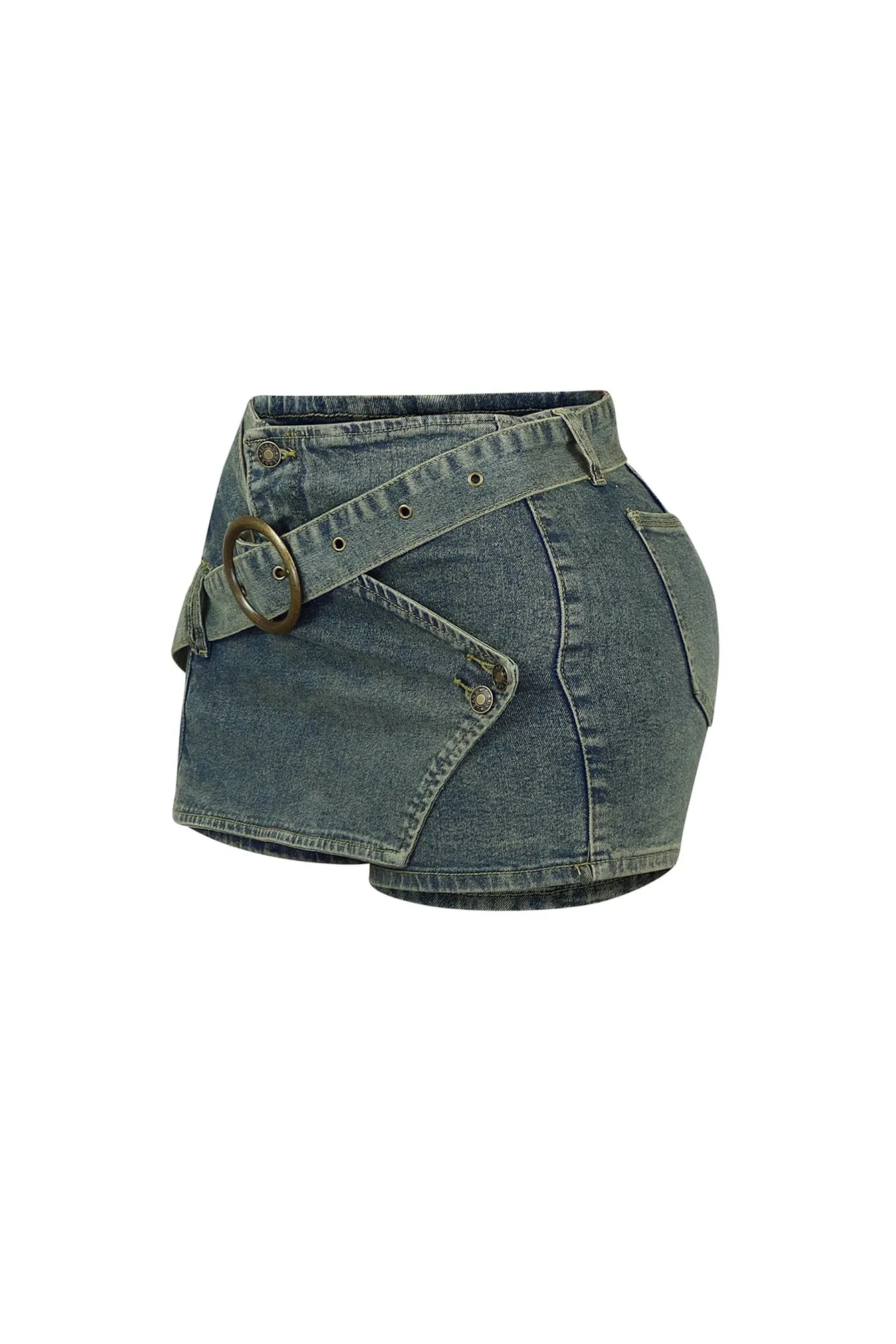 Bring It Back Vintage Belted Denim Skort