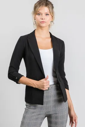 Buttoned Cuff, Casual Blazer Jacket