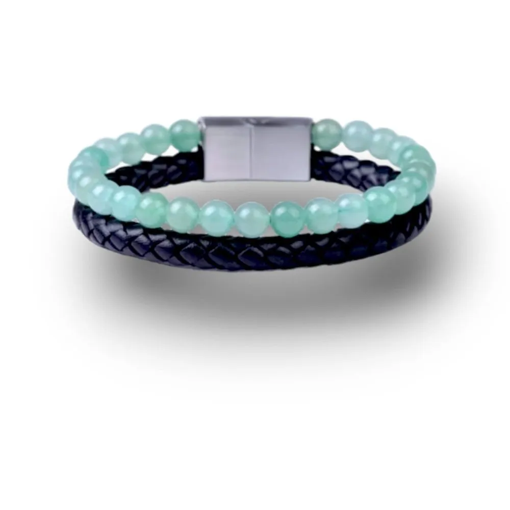 Chalcedony Leather Bracelet