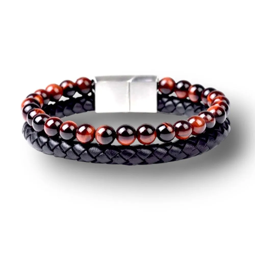 Chalcedony Leather Bracelet