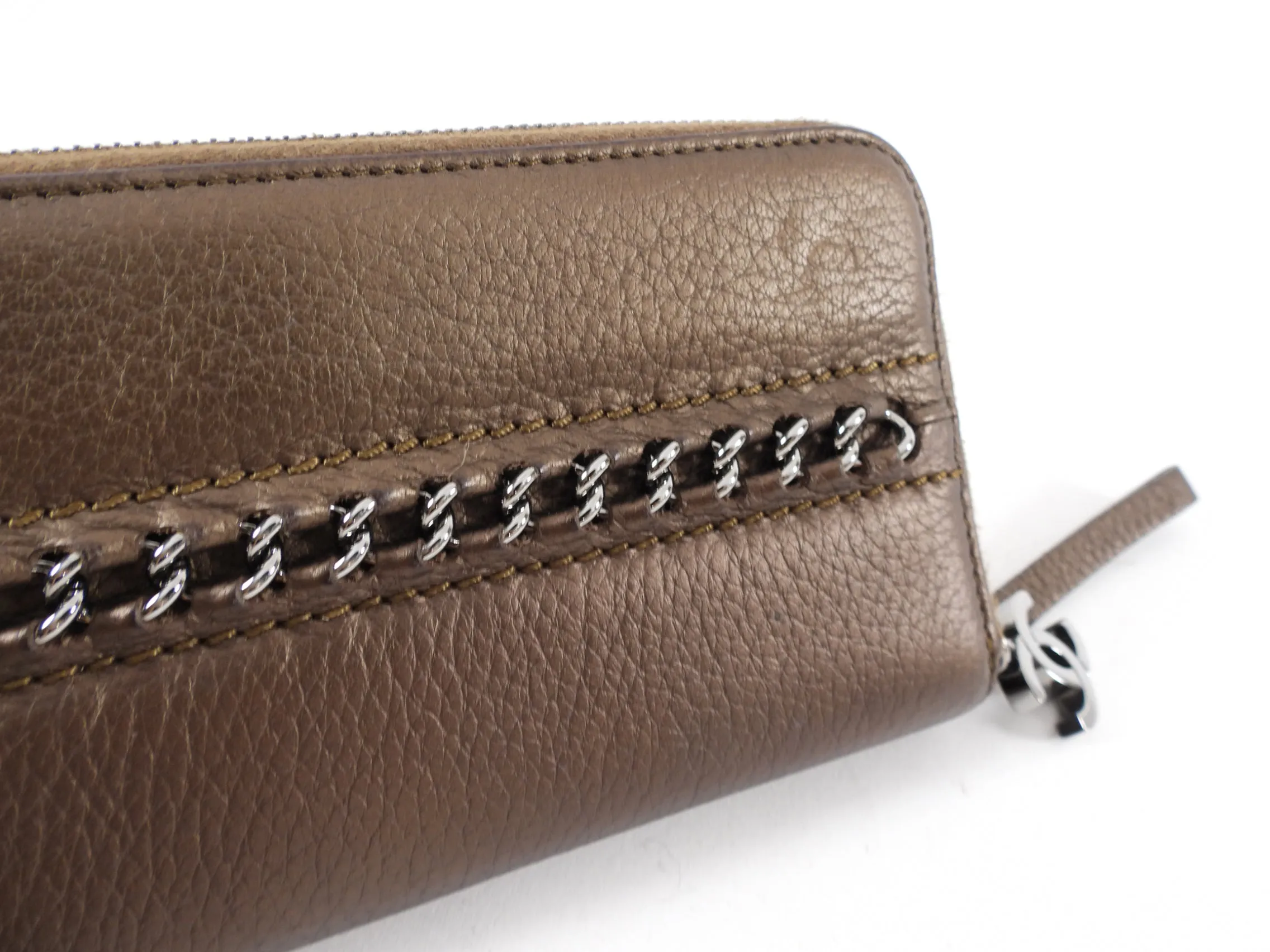 Chanel Metallic Brown CC Chain Zipper Wallet