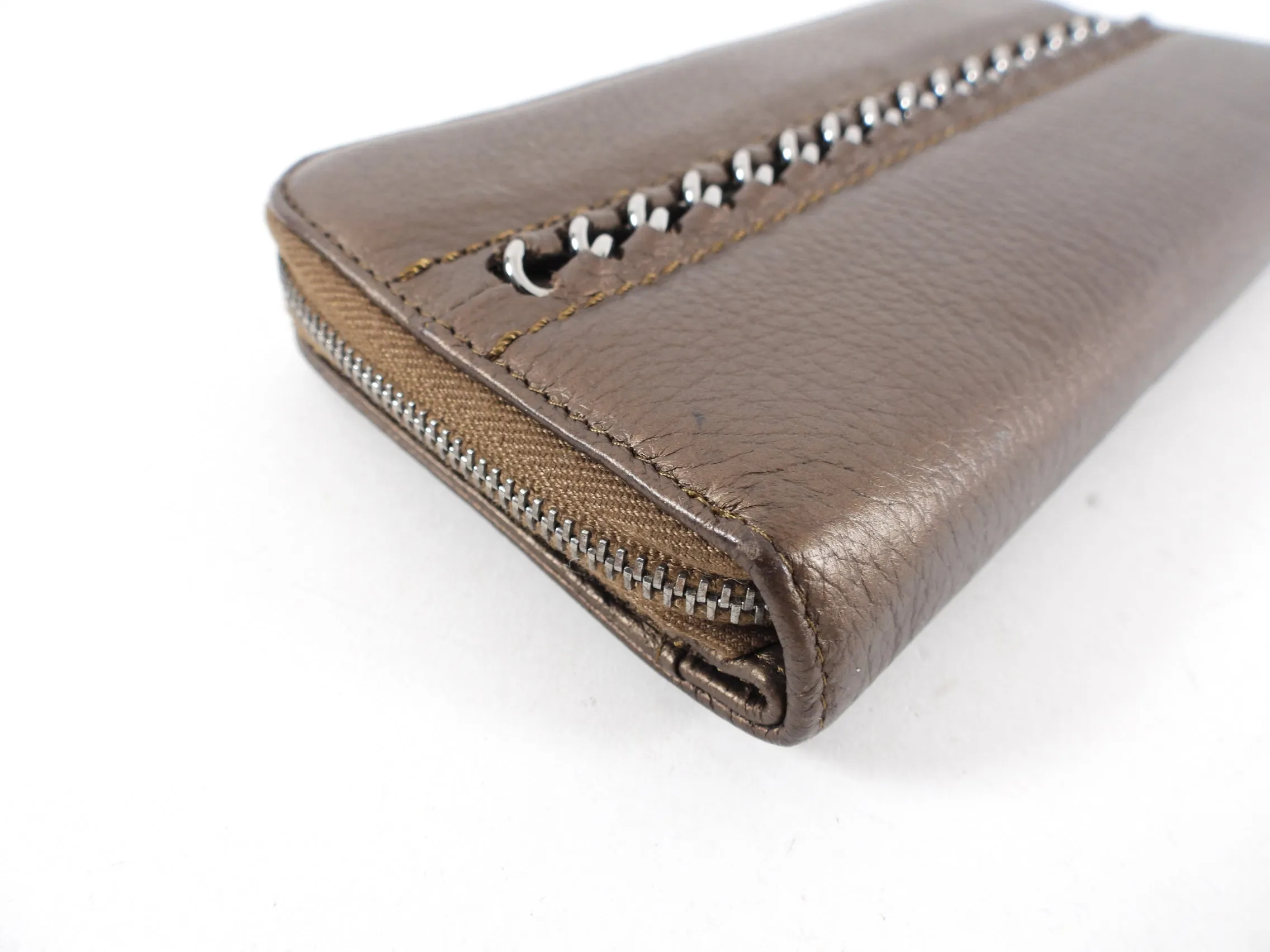 Chanel Metallic Brown CC Chain Zipper Wallet