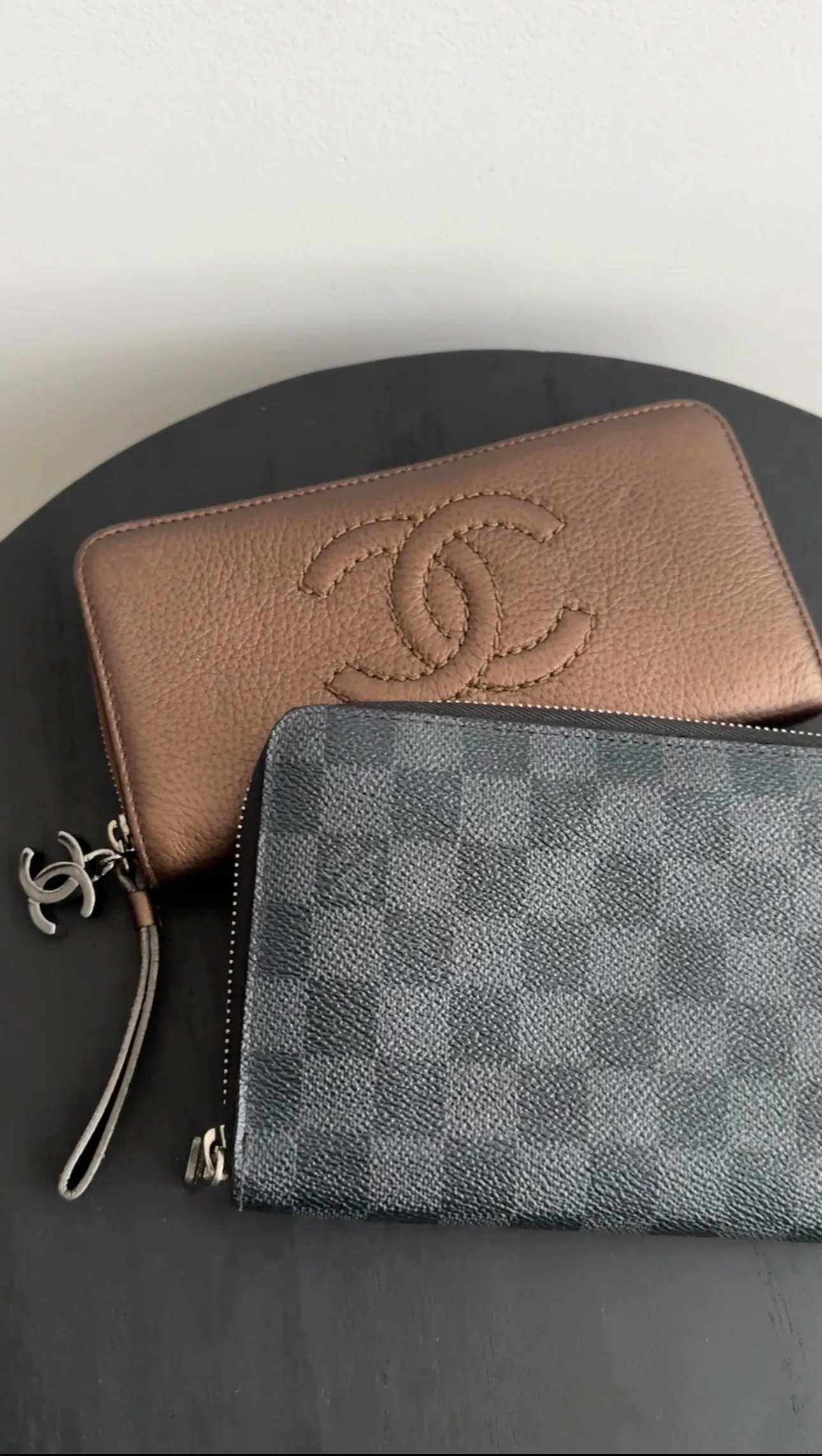 Chanel Metallic Brown CC Chain Zipper Wallet