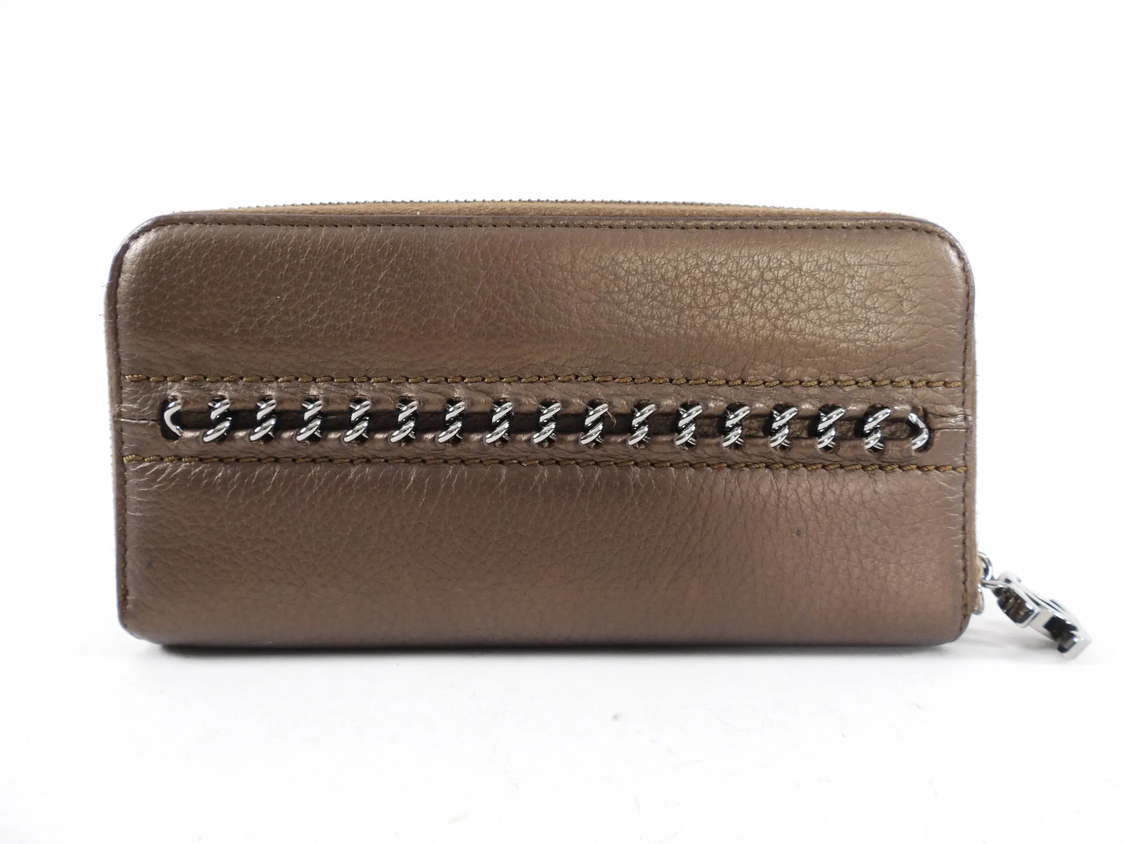 Chanel Metallic Brown CC Chain Zipper Wallet