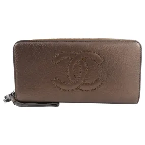 Chanel Metallic Brown CC Chain Zipper Wallet