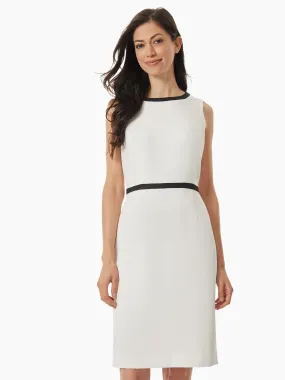 Contrast Trim Framed Stretch Crepe Sheath Dress