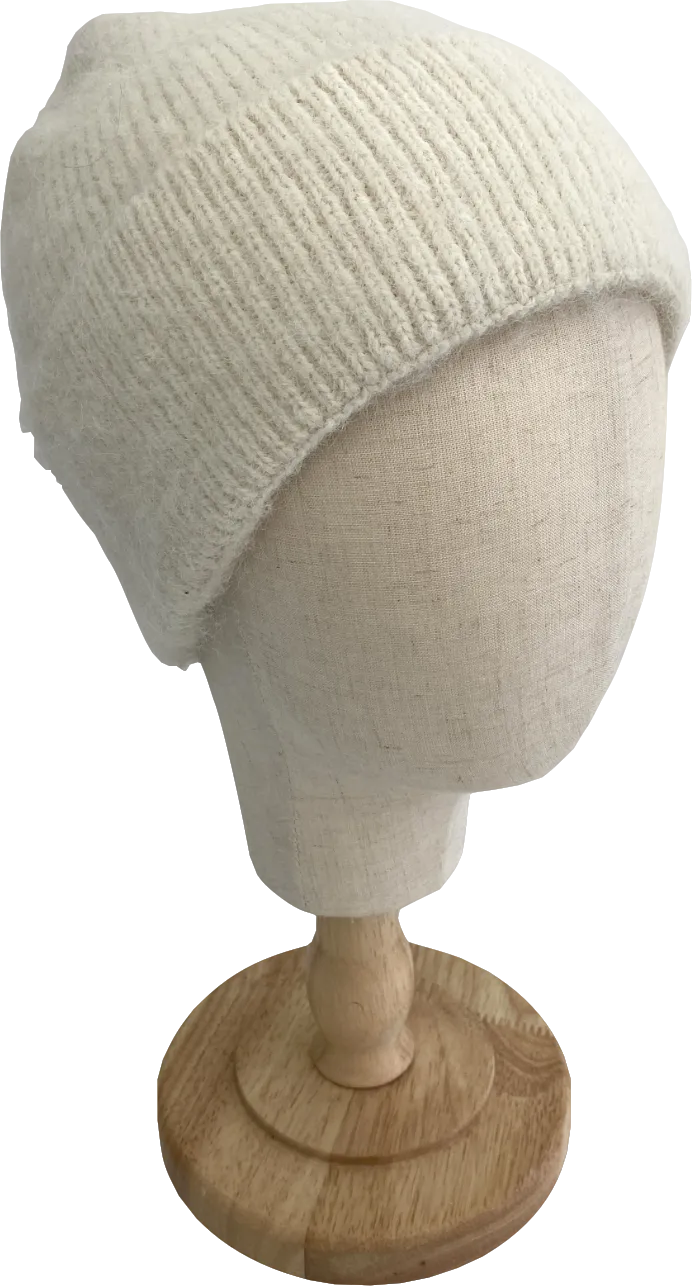 Cream Wool Beanie Hat One Size