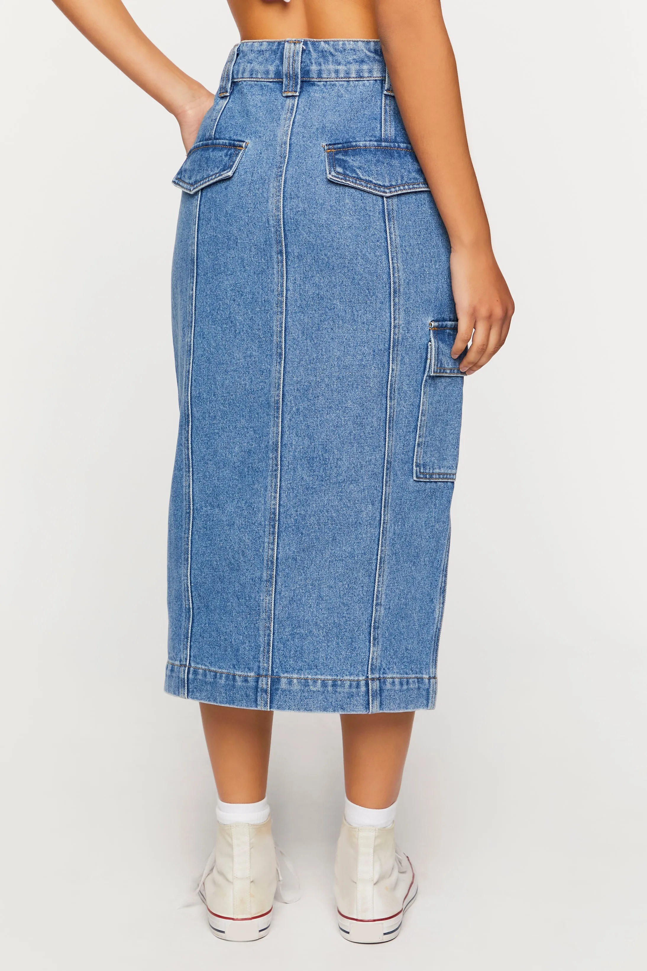 Denim Split-Hem Maxi Skirt