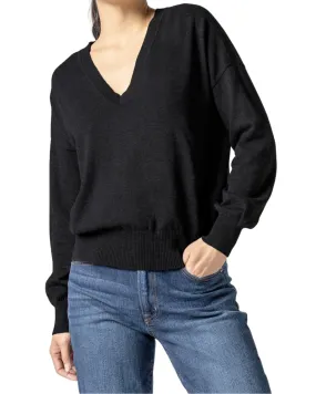 Easy Double V-Neck Sweater (Black)