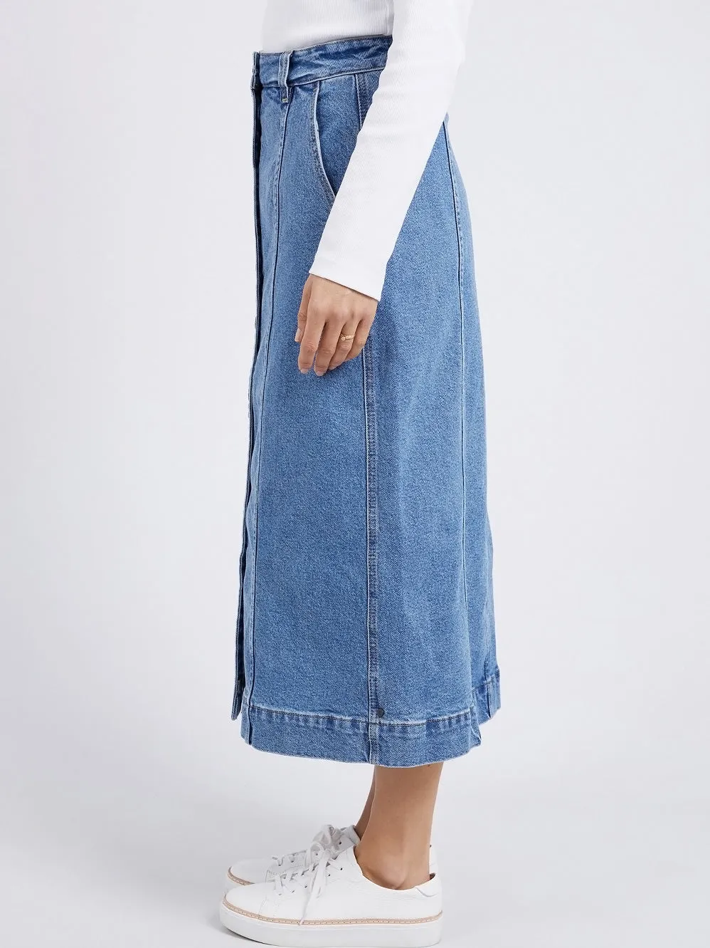 ELM FLORENCE BUTTON THRU DENIM SKIRT