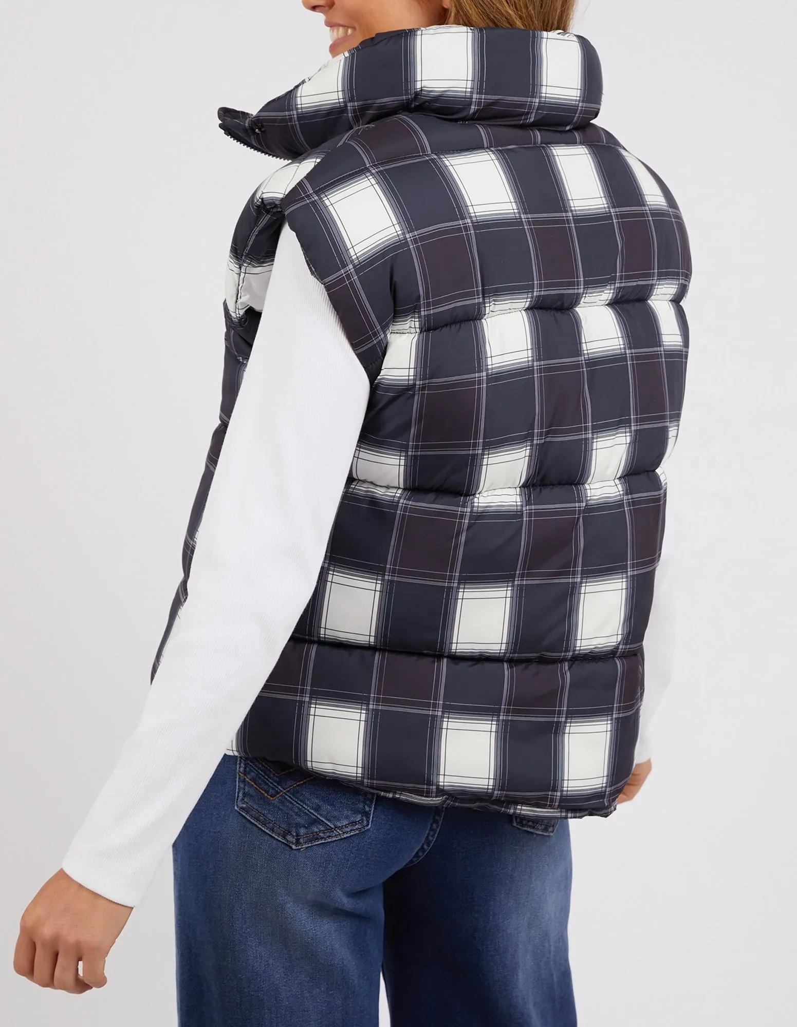 Elm Puffer Vest - Cedar Check