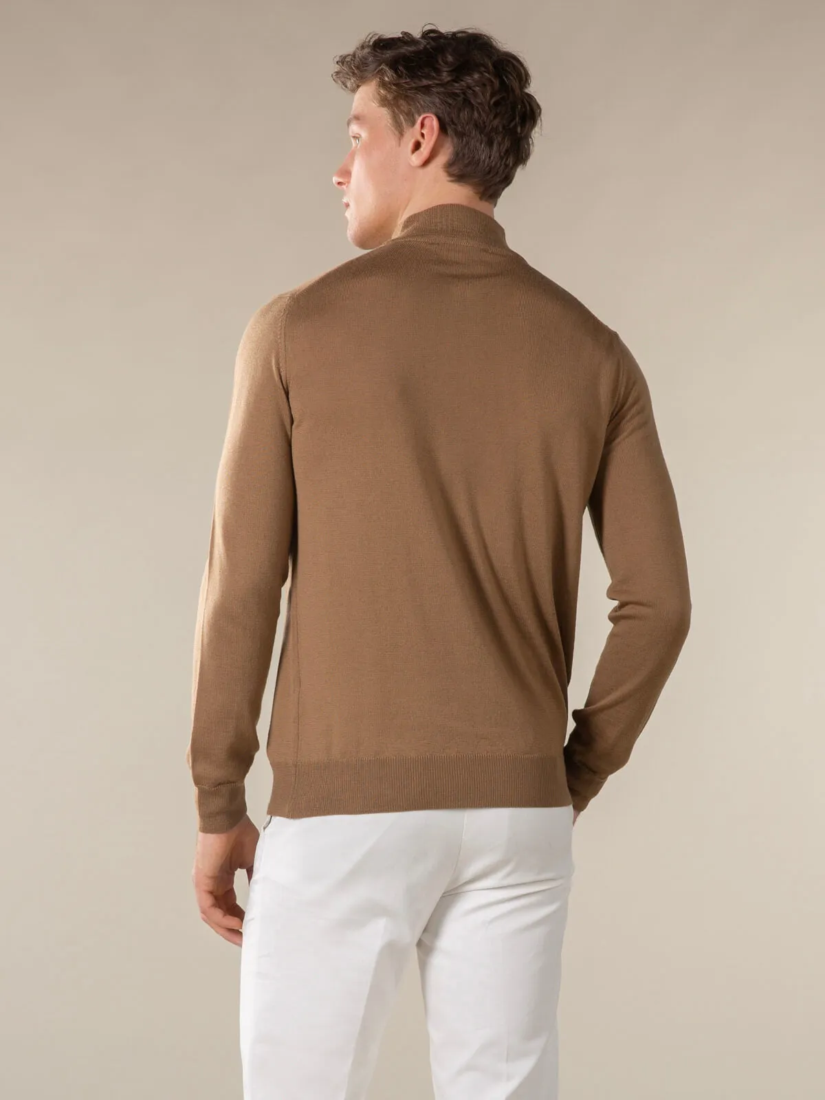 Extrafine Merino Zipper Sweater Caramel