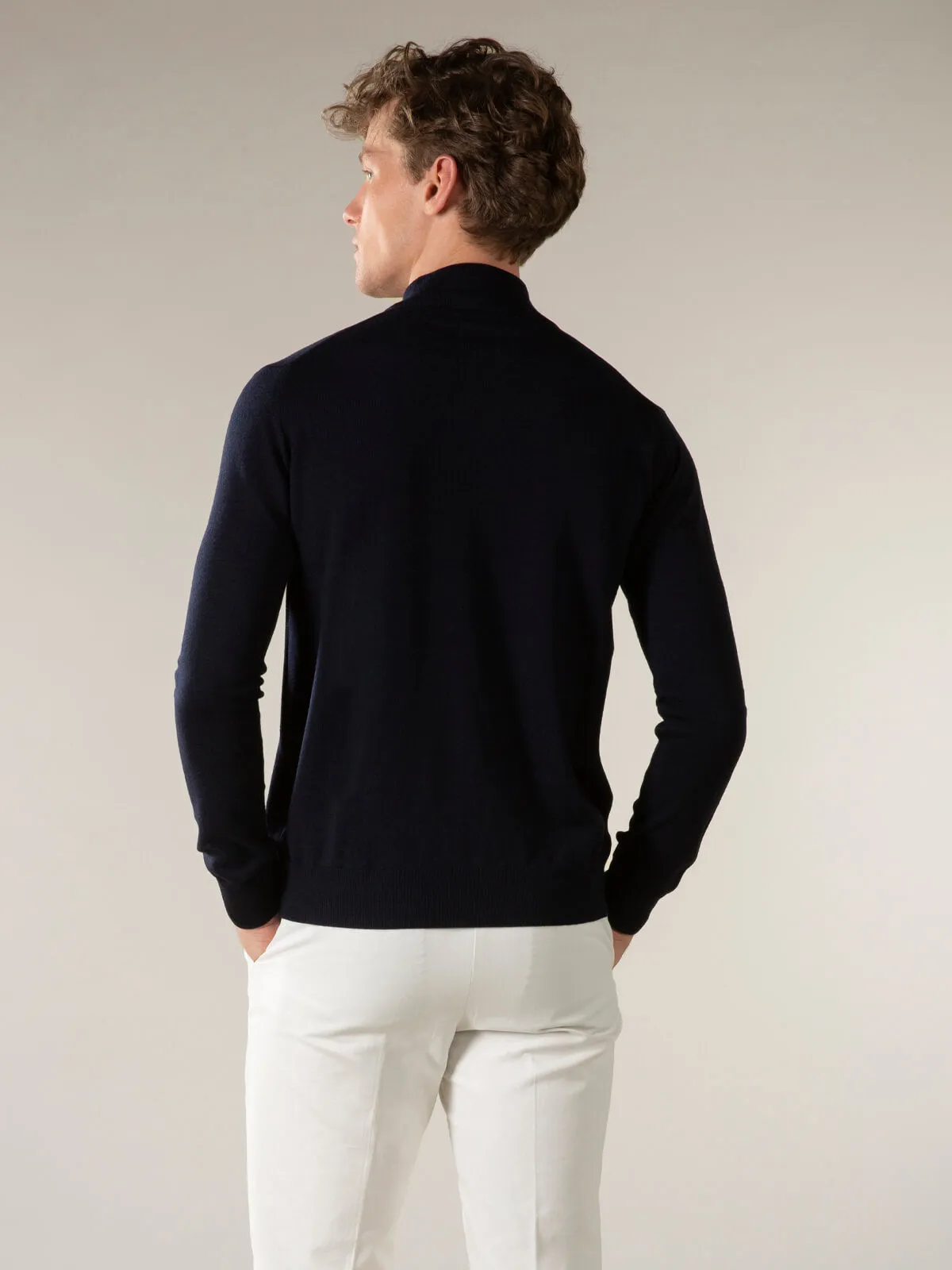 Extrafine Merino Zipper Sweater Navy