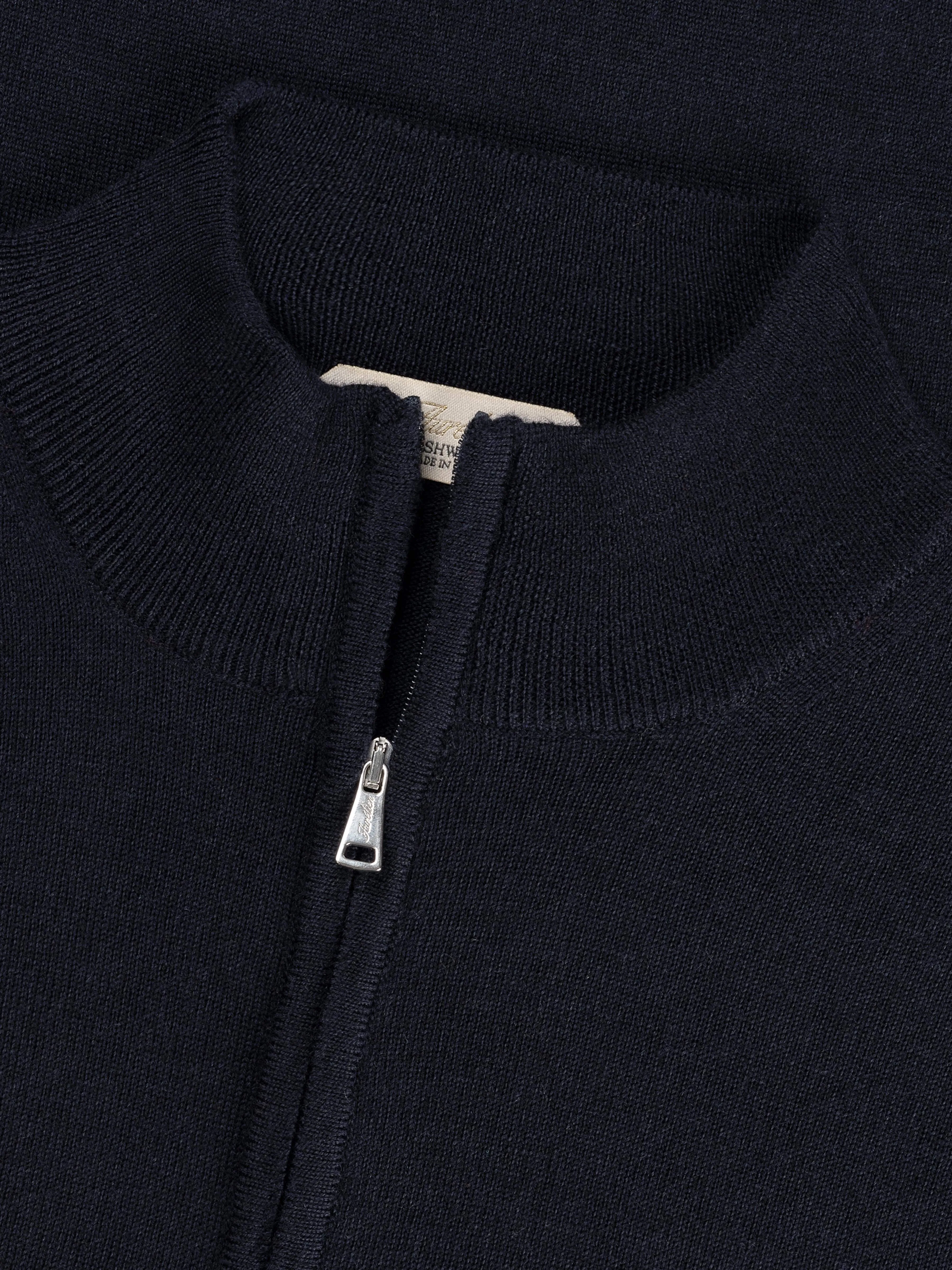 Extrafine Merino Zipper Sweater Navy