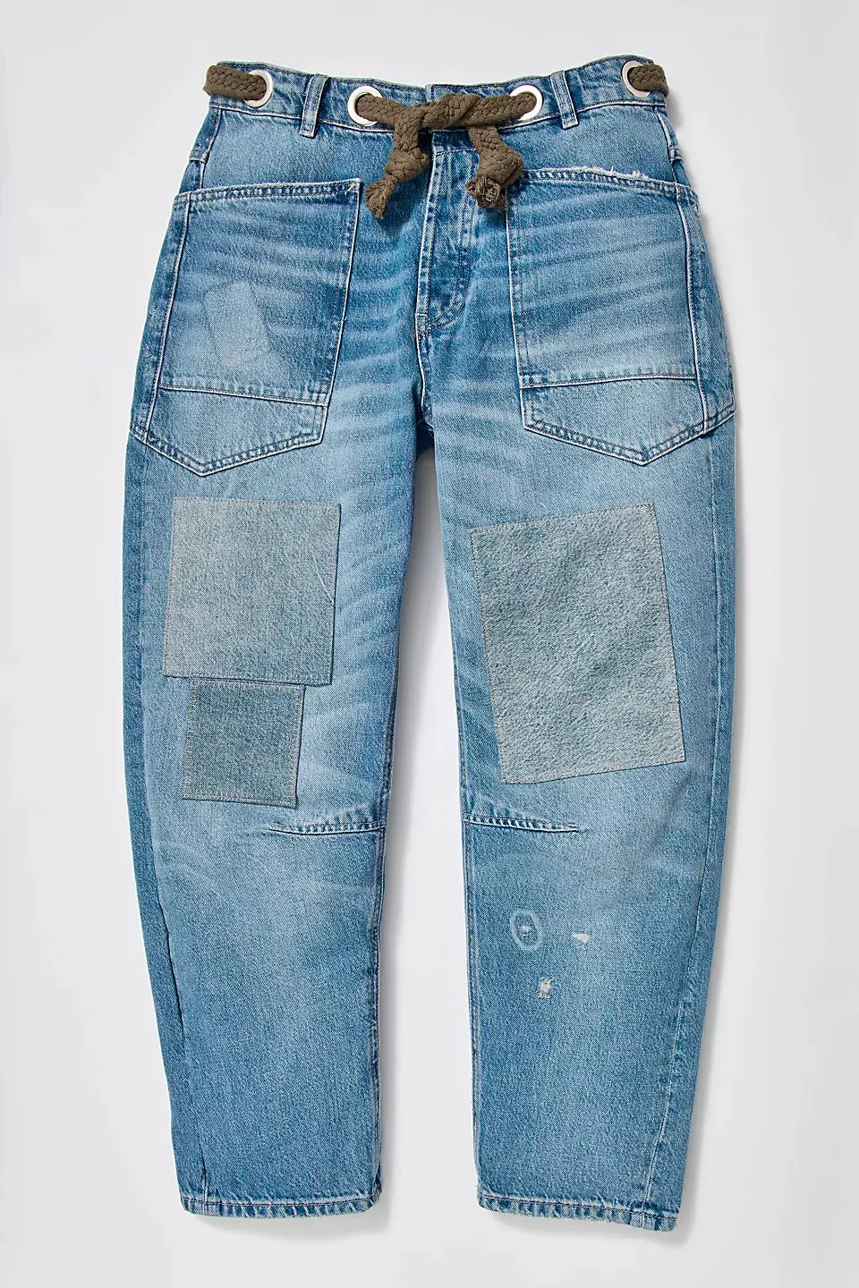 Free People Moxie Low Slung Pull On Barrel Jeans