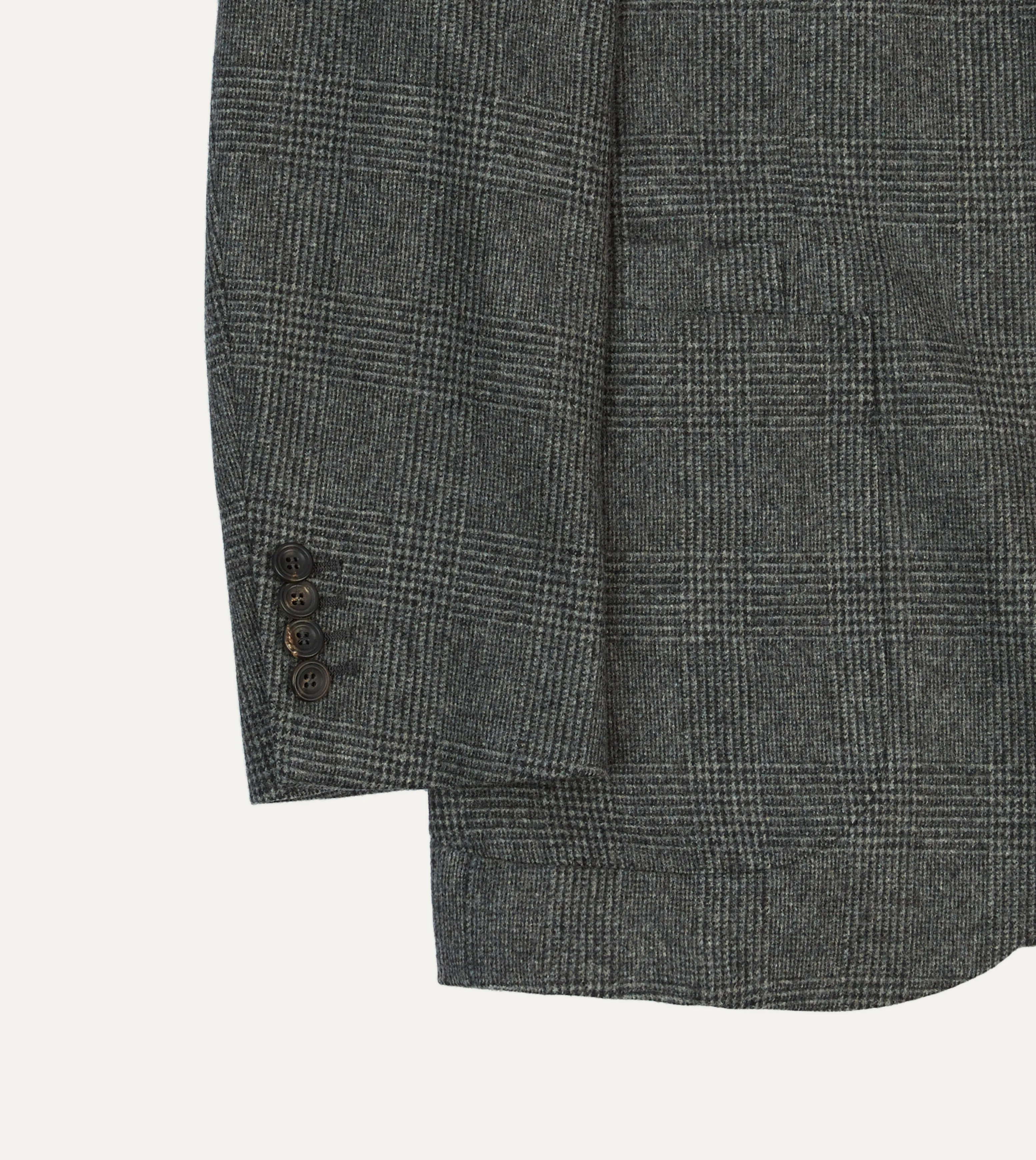 Grey Prince of Wales Check Wool Flannel Tailored Jacket