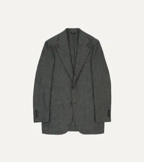 Grey Prince of Wales Check Wool Flannel Tailored Jacket