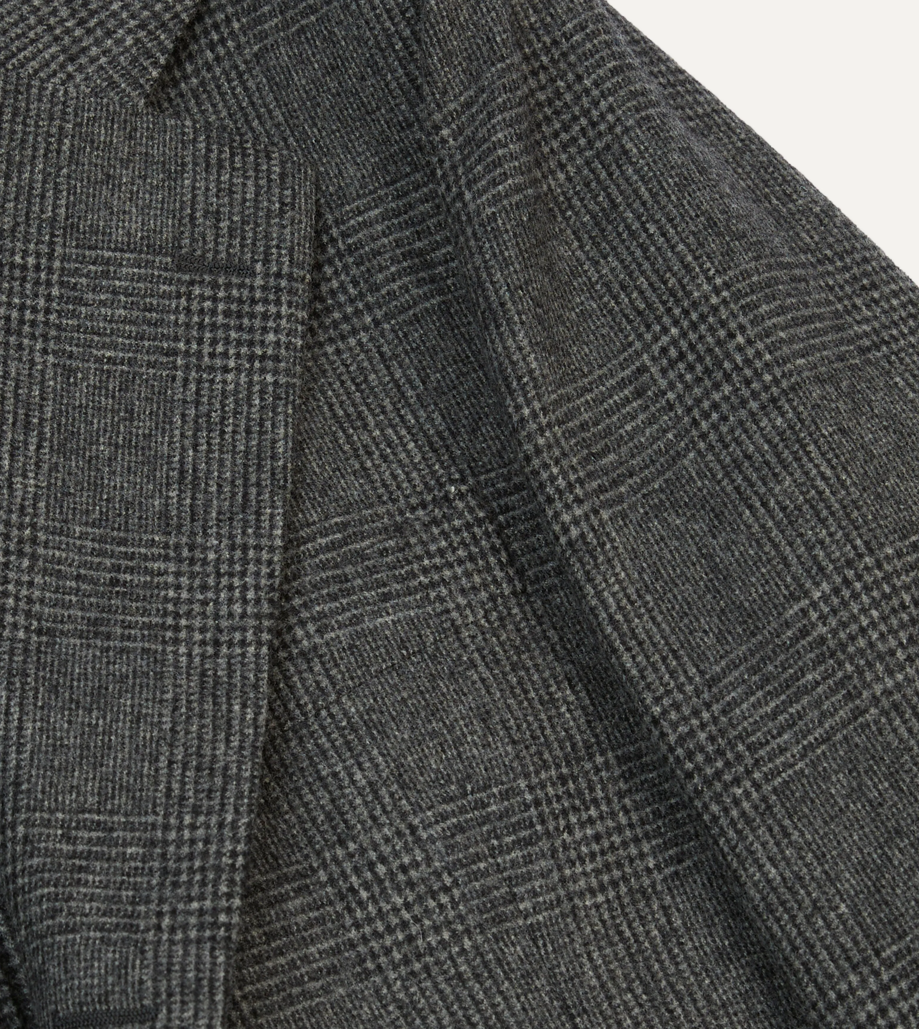 Grey Prince of Wales Check Wool Flannel Tailored Jacket