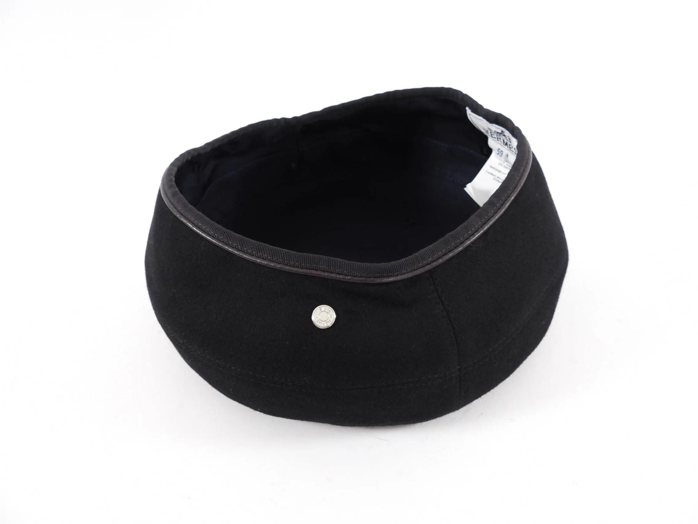 Hermes Black Felt Saint Honore Beret Hat - 59