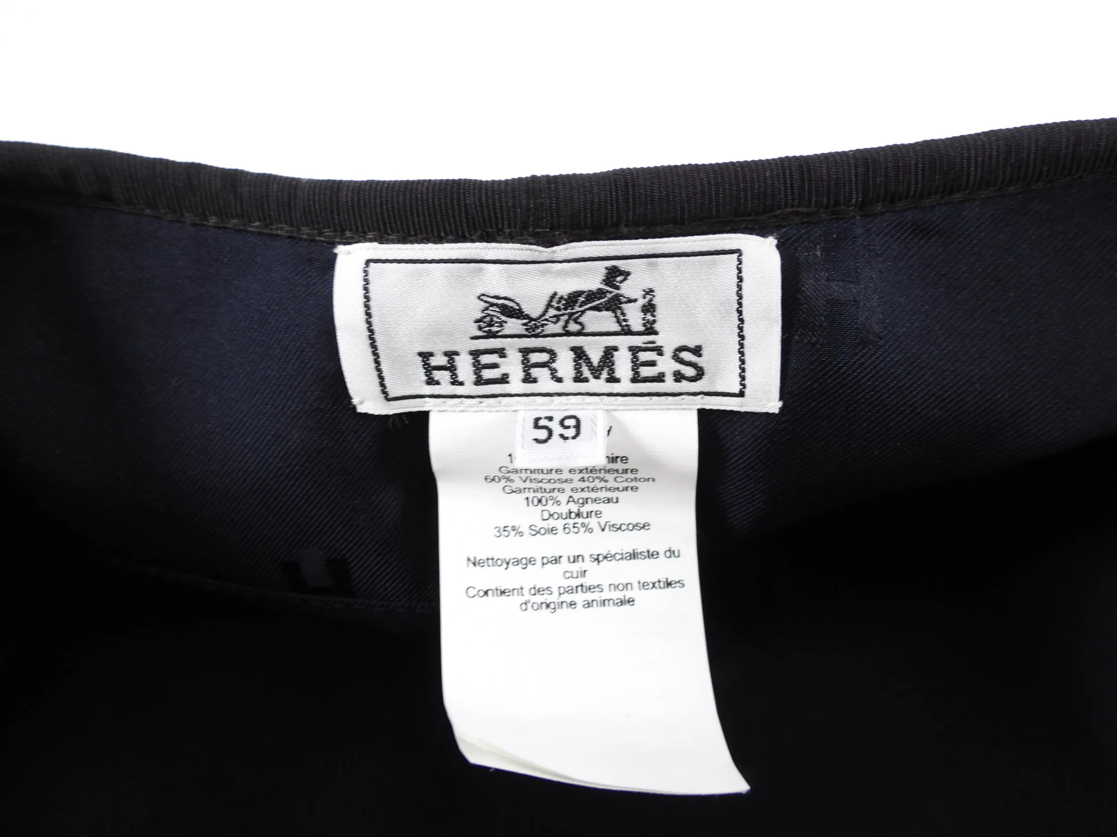 Hermes Black Felt Saint Honore Beret Hat - 59