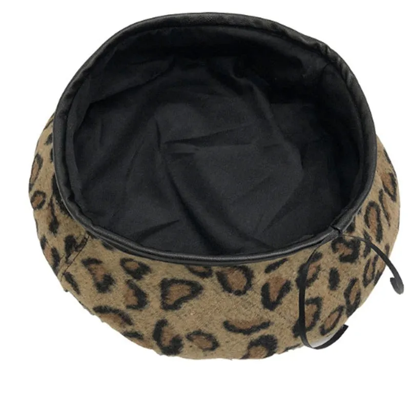 High-Fashion Vintage Leopard Winter Beret Hats for Women