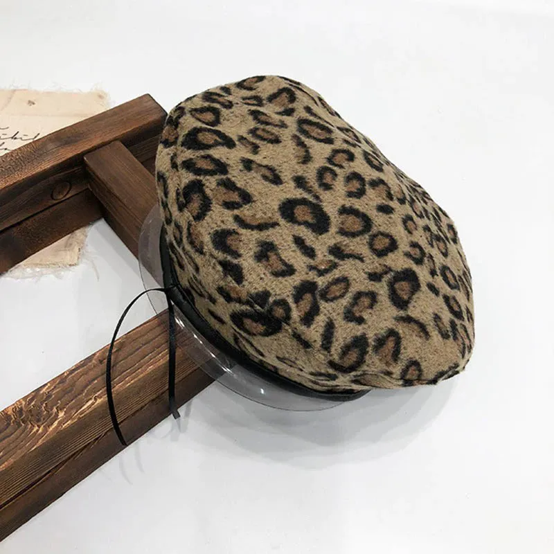 High-Fashion Vintage Leopard Winter Beret Hats for Women