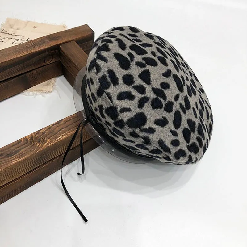 High-Fashion Vintage Leopard Winter Beret Hats for Women