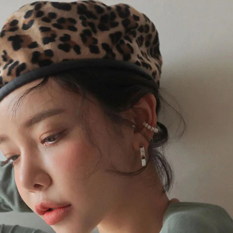 High-Fashion Vintage Leopard Winter Beret Hats for Women