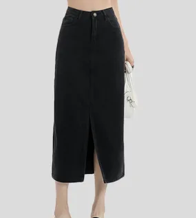 Jaden Denim Front Slit Skirt