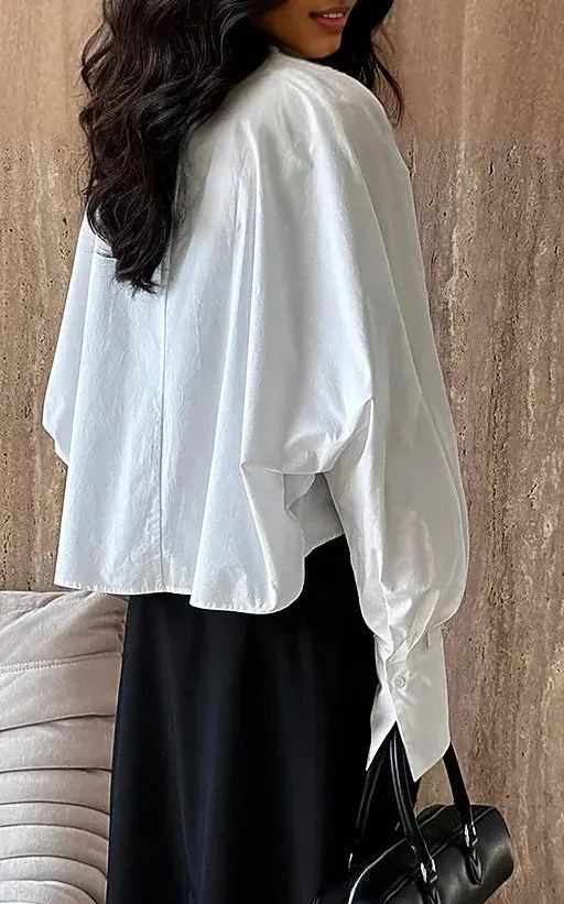 Jazz Up Cropped White Shirt-Blouse