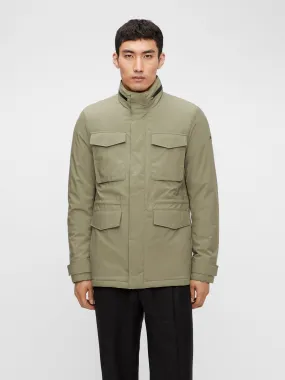 J.Lindeberg Mens Tracer Tech Jacket in Army Green - Sleek, Modern, Water-Resistant Outerwear