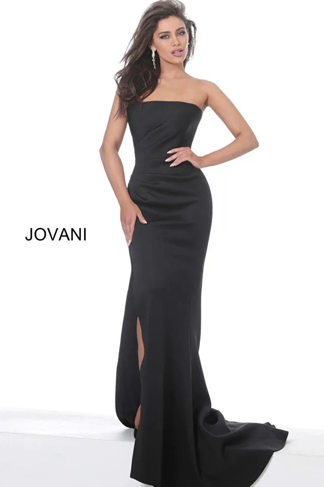 Jovani 94366 Strapless Straight Neck Scuba Evening Gown