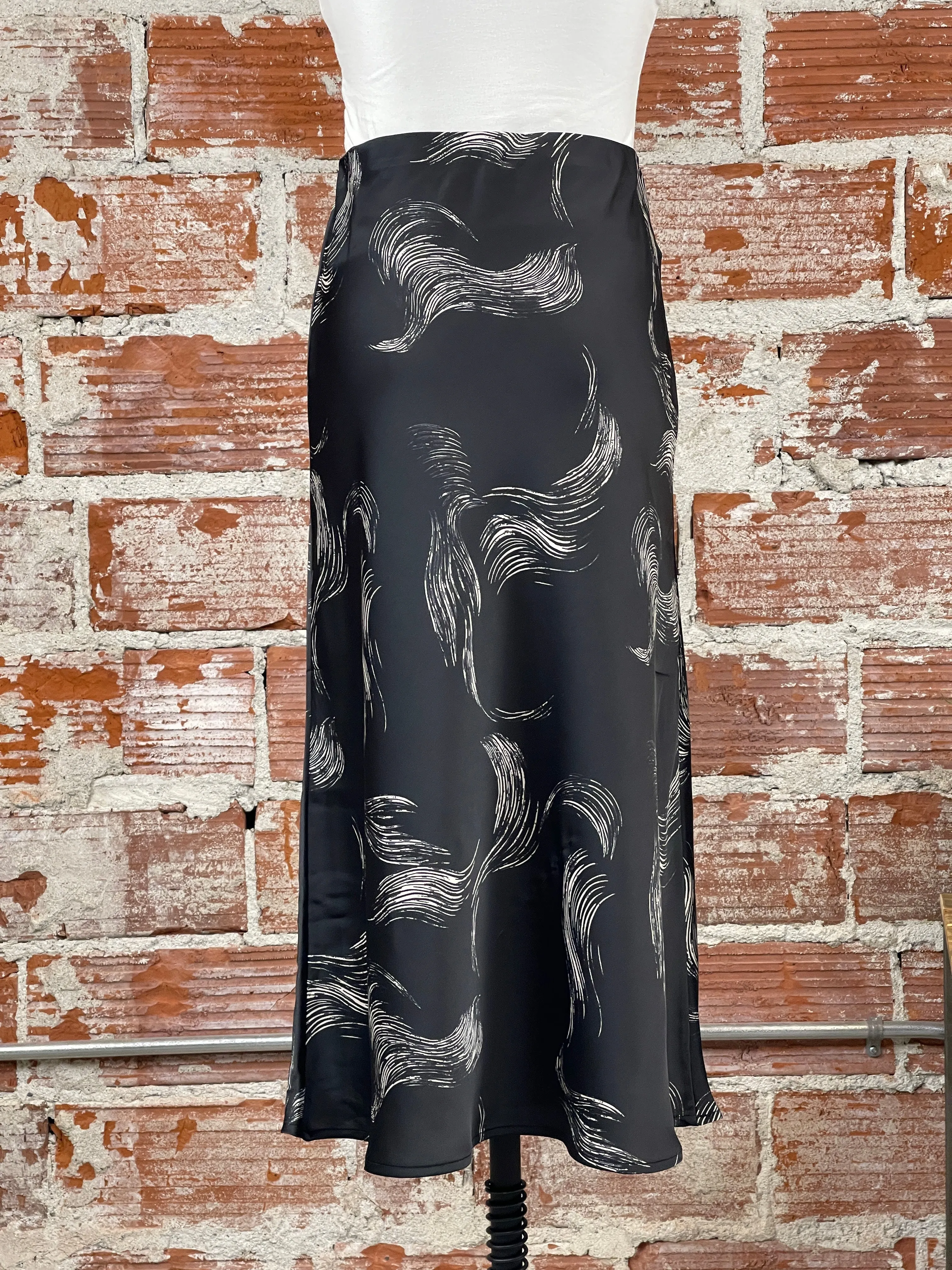 Kara Satin Skirt in Black