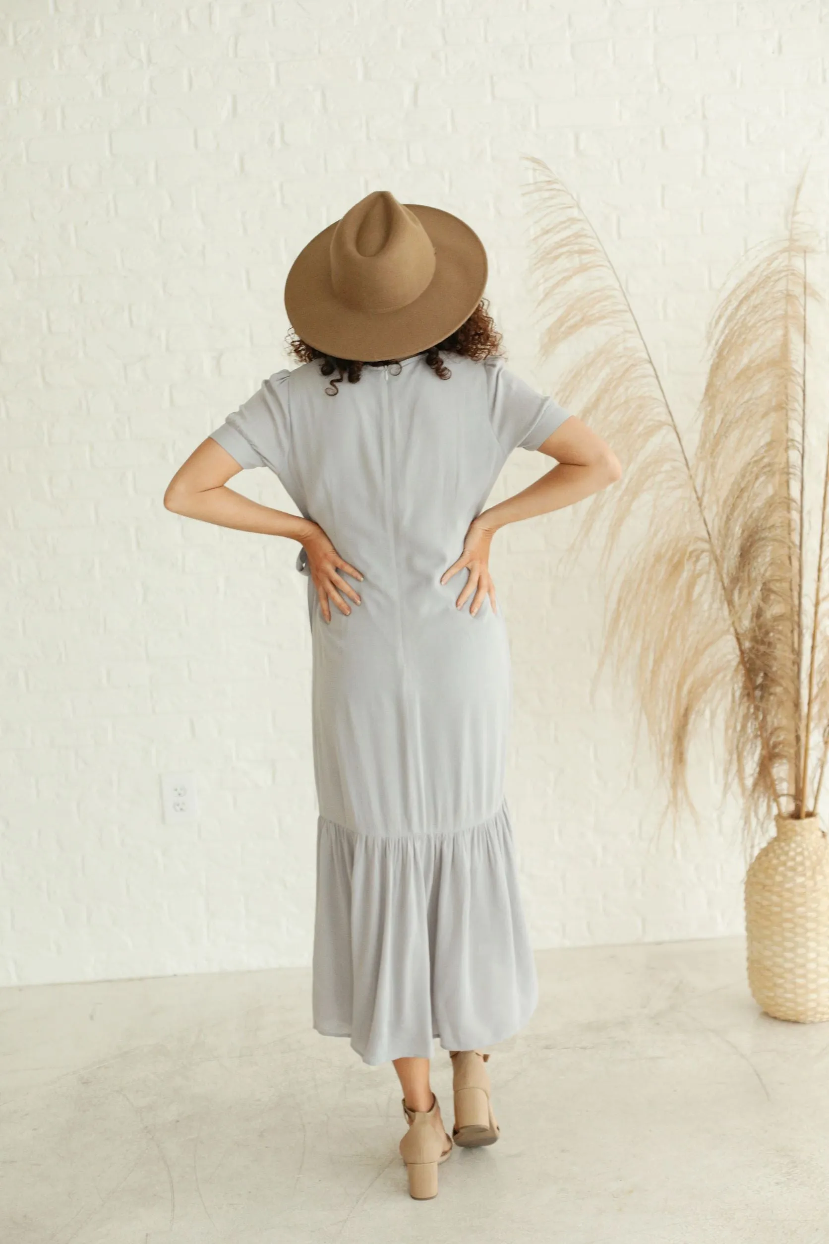 Margo Midi Dress in Pastel Blue (Extended Sizing)