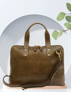 Modern Brazilian Leather Laptop Bag - Brown